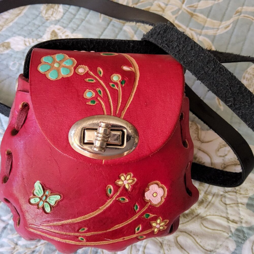 Mexicana Mini Bag Red Leather Coin Purse Made In Mexico l NEW